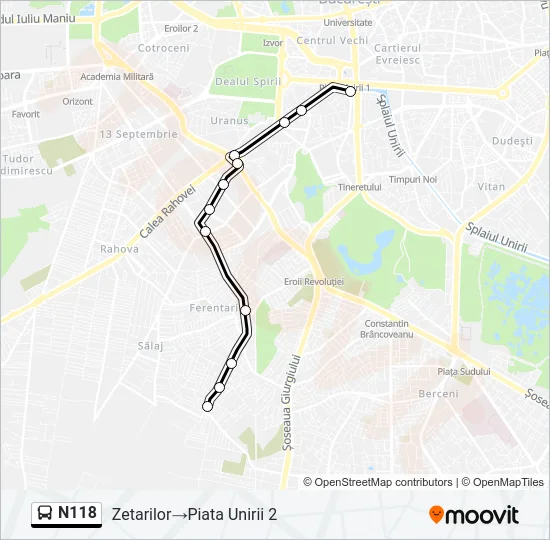 N118 Bus Line Map