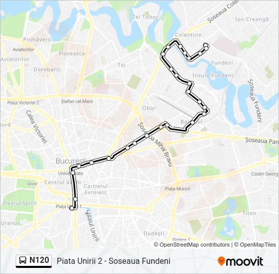 Hartă linie autobuz N120