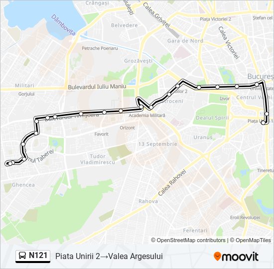 N121 bus Line Map