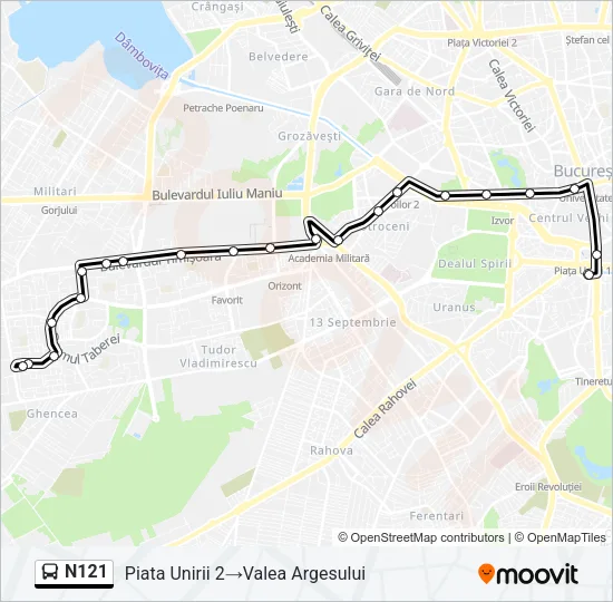 N121 Bus Line Map