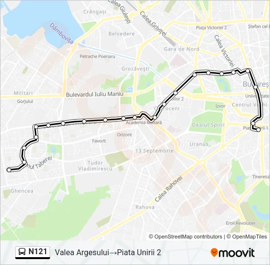 N121 Bus Line Map