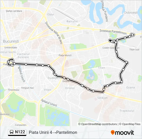 N122 Bus Line Map