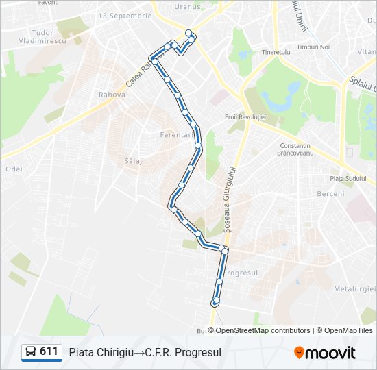 Hartă linie autobuz 611