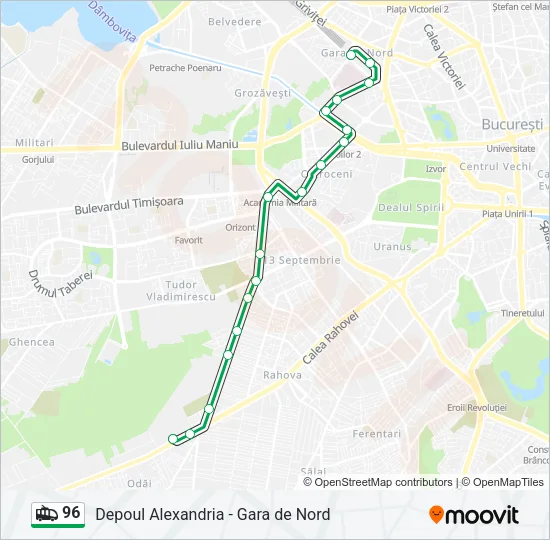 96 Trolleybus Line Map