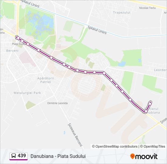 Hartă linie autobuz 439