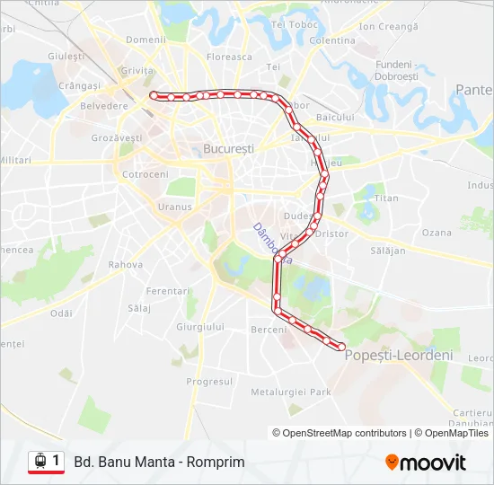 1 Tram Line Map