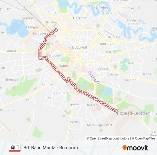 1 Tram Line Map