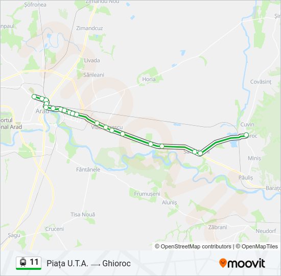 Hartă linie tramvai 11