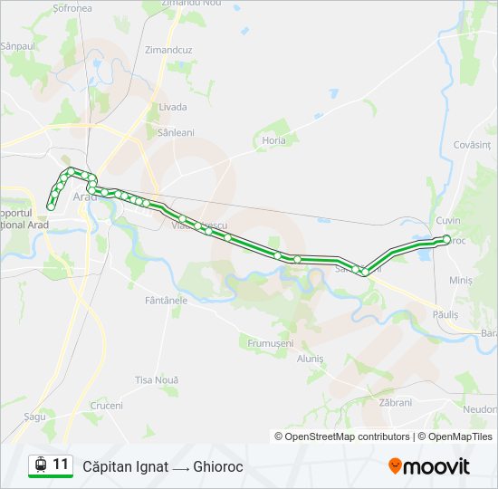 Hartă linie tramvai 11