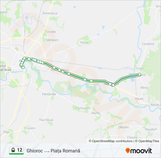 Hartă linie tramvai 12