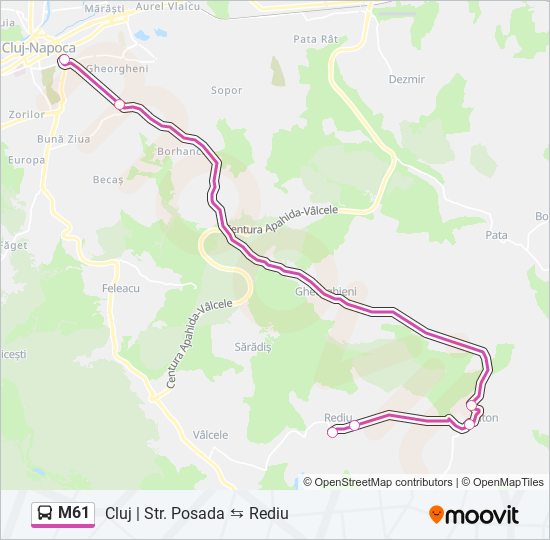 M61 bus Line Map