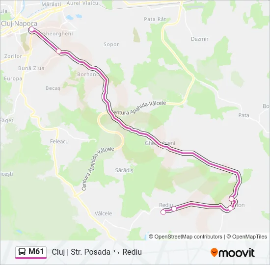 M61 Bus Line Map