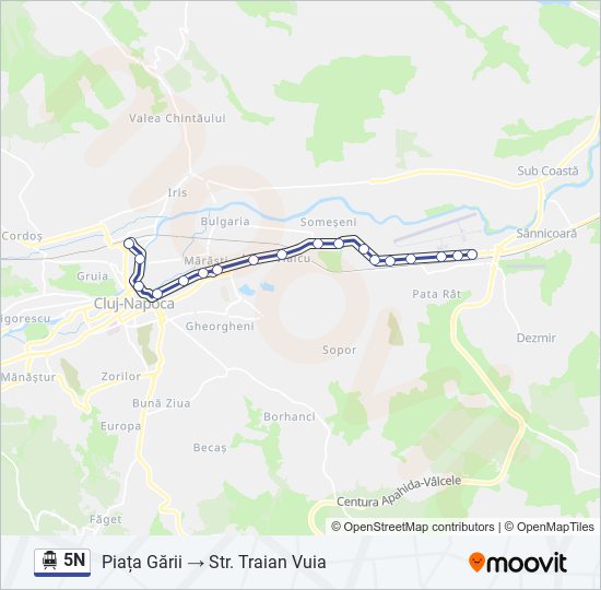 5N trolleybus Line Map