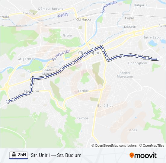 25N trolleybus Line Map