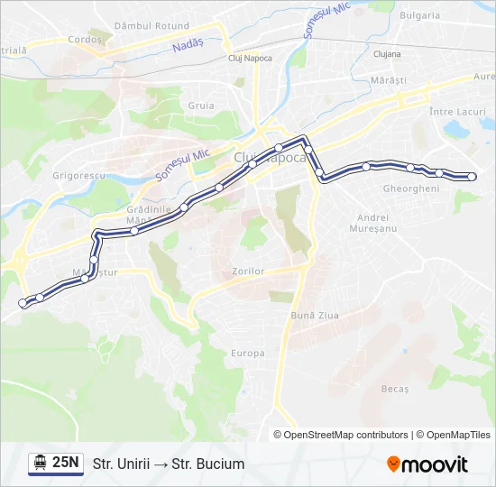 25N Trolleybus Line Map