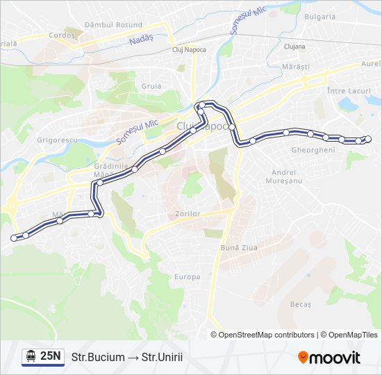 25N Trolleybus Line Map