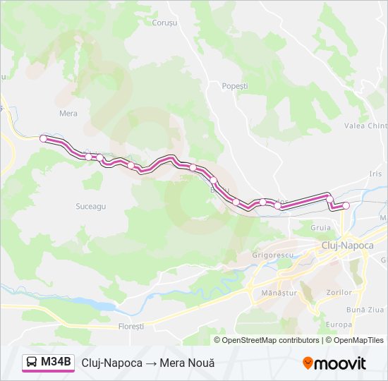 M34B Bus Line Map