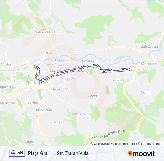 5N Trolleybus Line Map