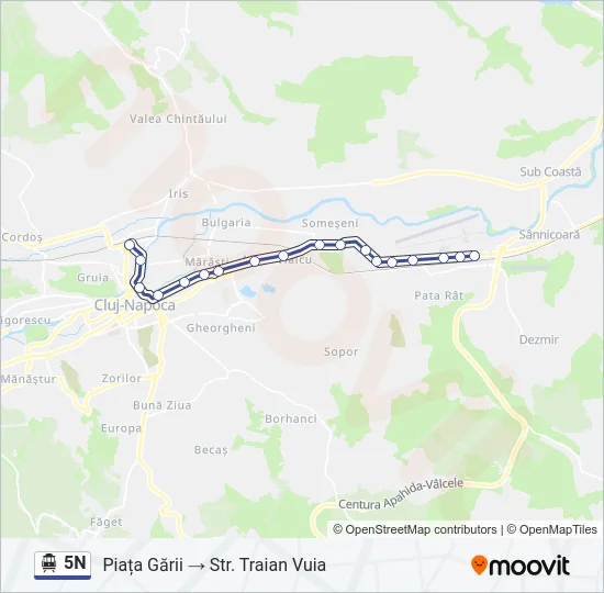 5N Trolleybus Line Map