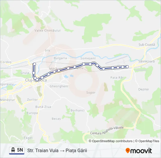 Hartă linie troleibuz 5N