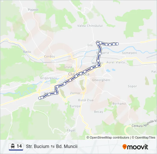 14 Trolleybus Line Map
