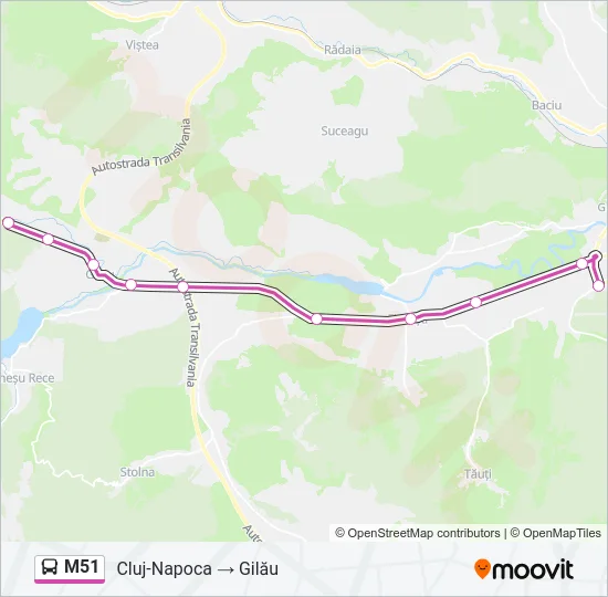 M51 Bus Line Map