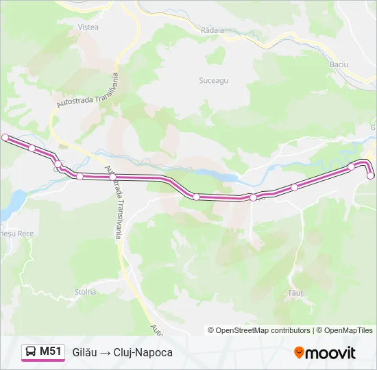 Hartă linie autobuz M51