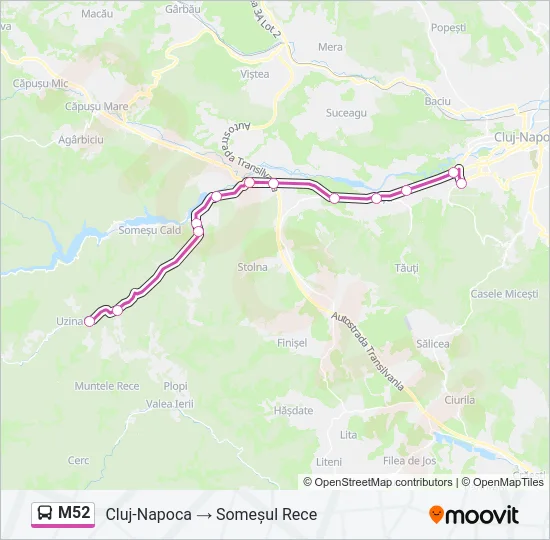 M52 Bus Line Map