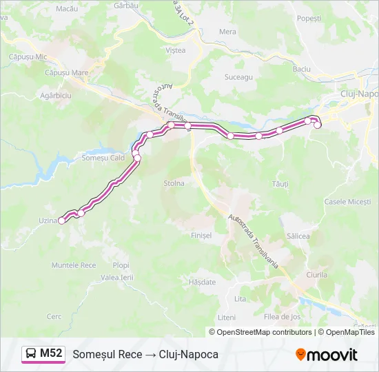 M52 Bus Line Map