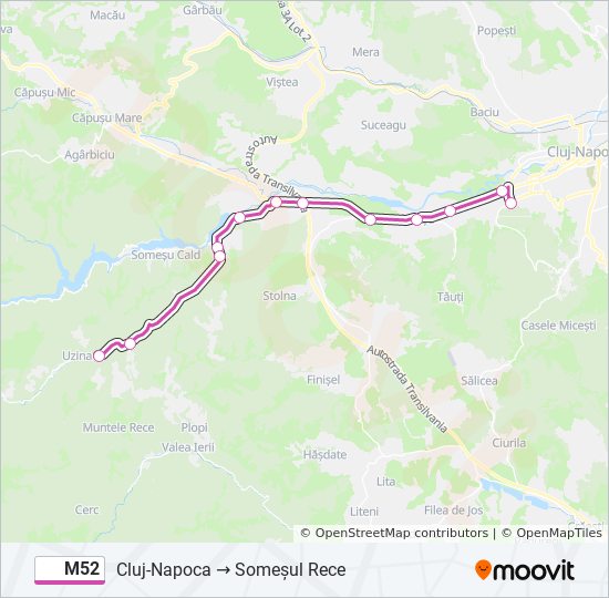 M52 bus Line Map