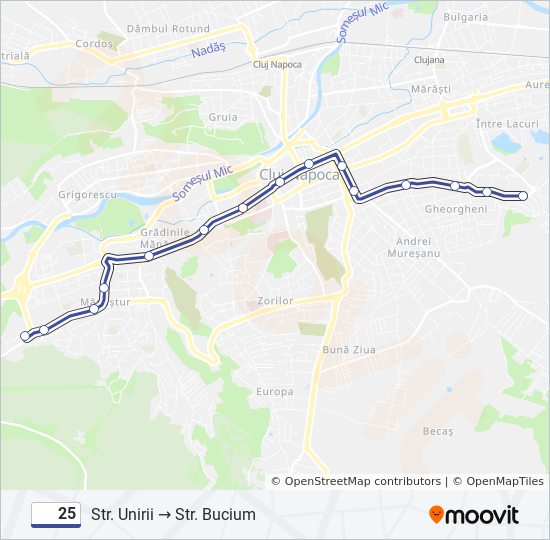 25 trolleybus Line Map
