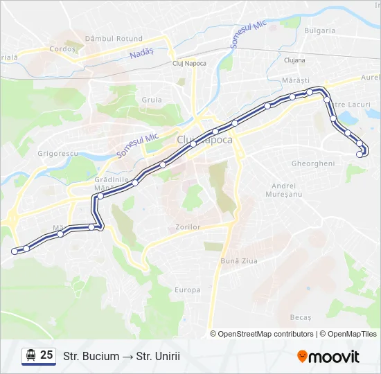 25 Trolleybus Line Map
