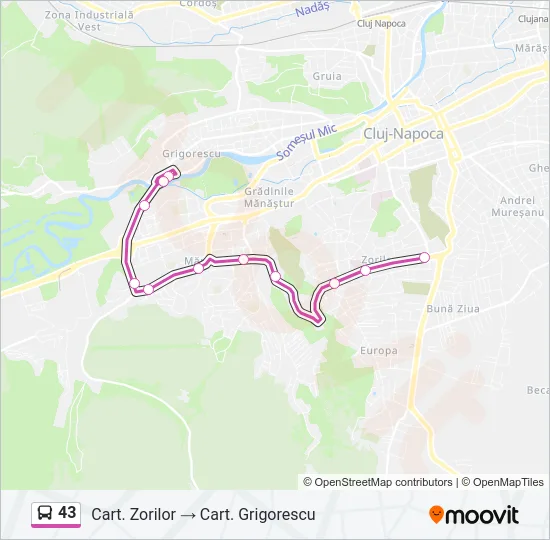 43 Bus Line Map