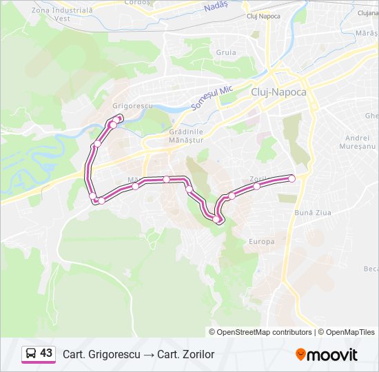 43 bus Line Map