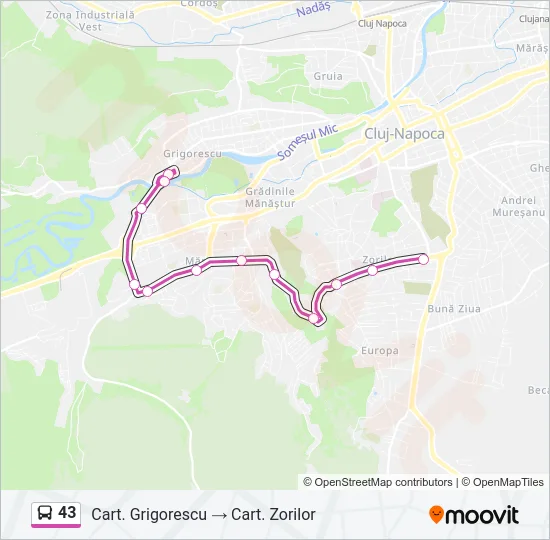 43 Bus Line Map