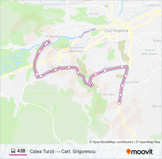 43B Bus Line Map