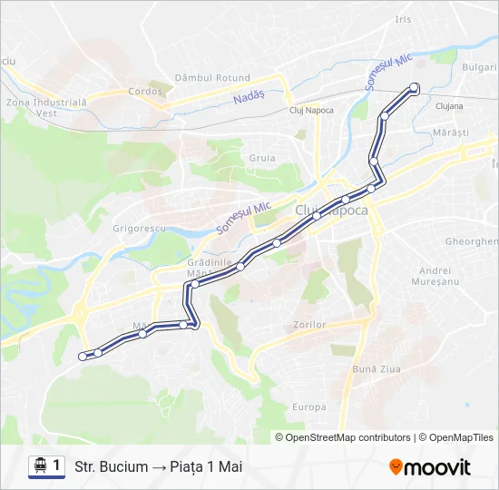 1 Trolleybus Line Map