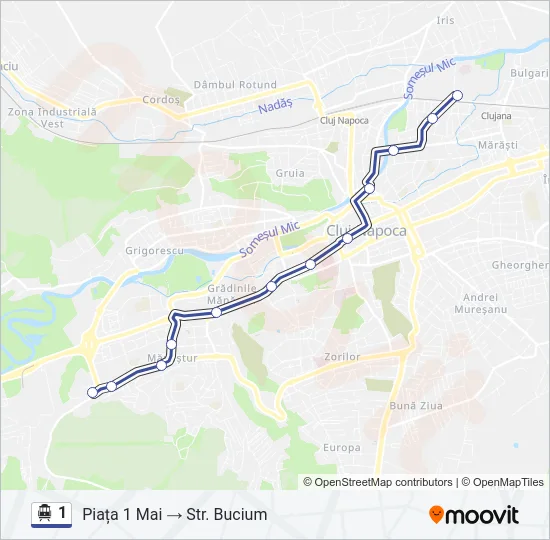 1 Trolleybus Line Map