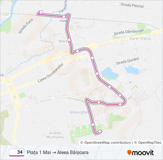 34 bus Line Map