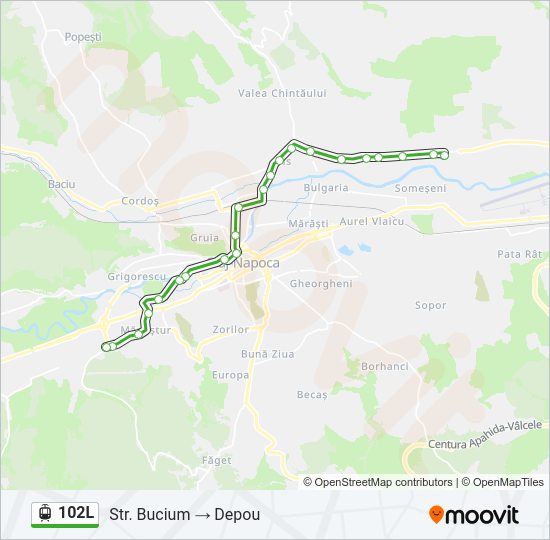 Hartă linie tramvai 102L