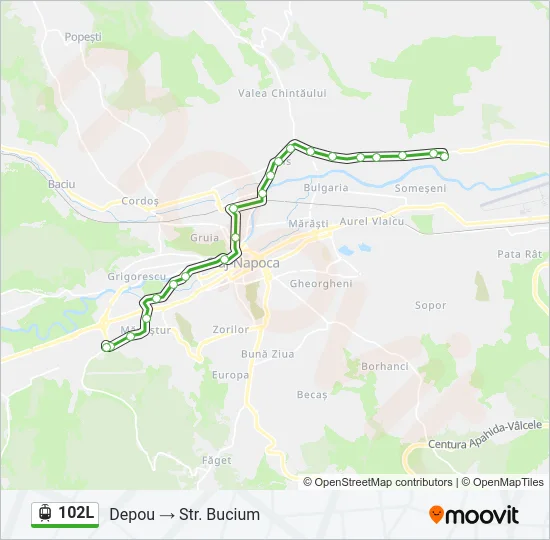 102L Light Rail Line Map