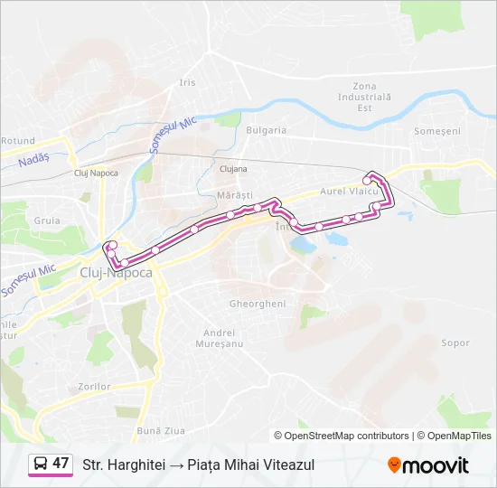 Hartă linie autobuz 47