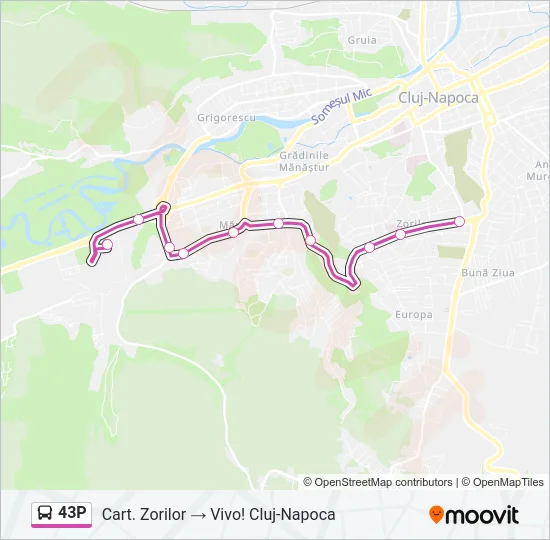 43P Bus Line Map