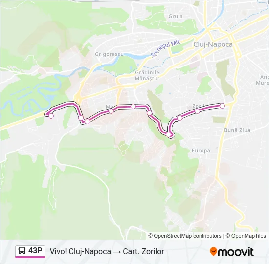 43P Bus Line Map
