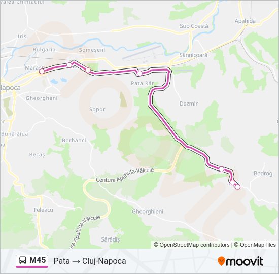 M45 Bus Line Map