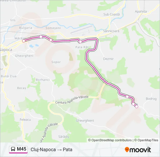 M45 Bus Line Map
