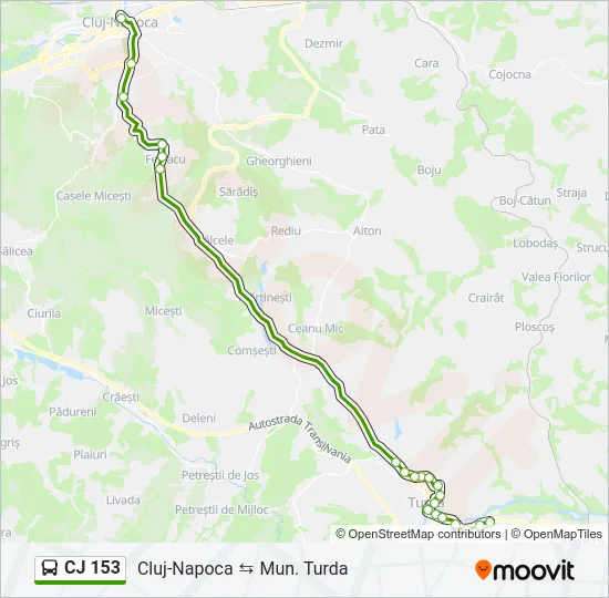 CJ 153 Bus Line Map
