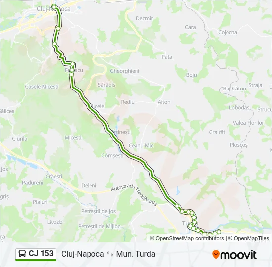 CJ 153 Bus Line Map