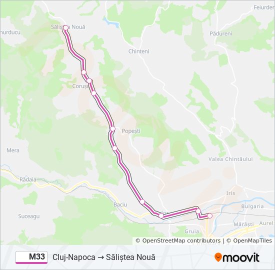 M33 bus Line Map