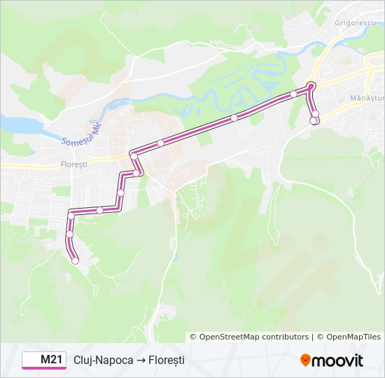 M21 bus Line Map